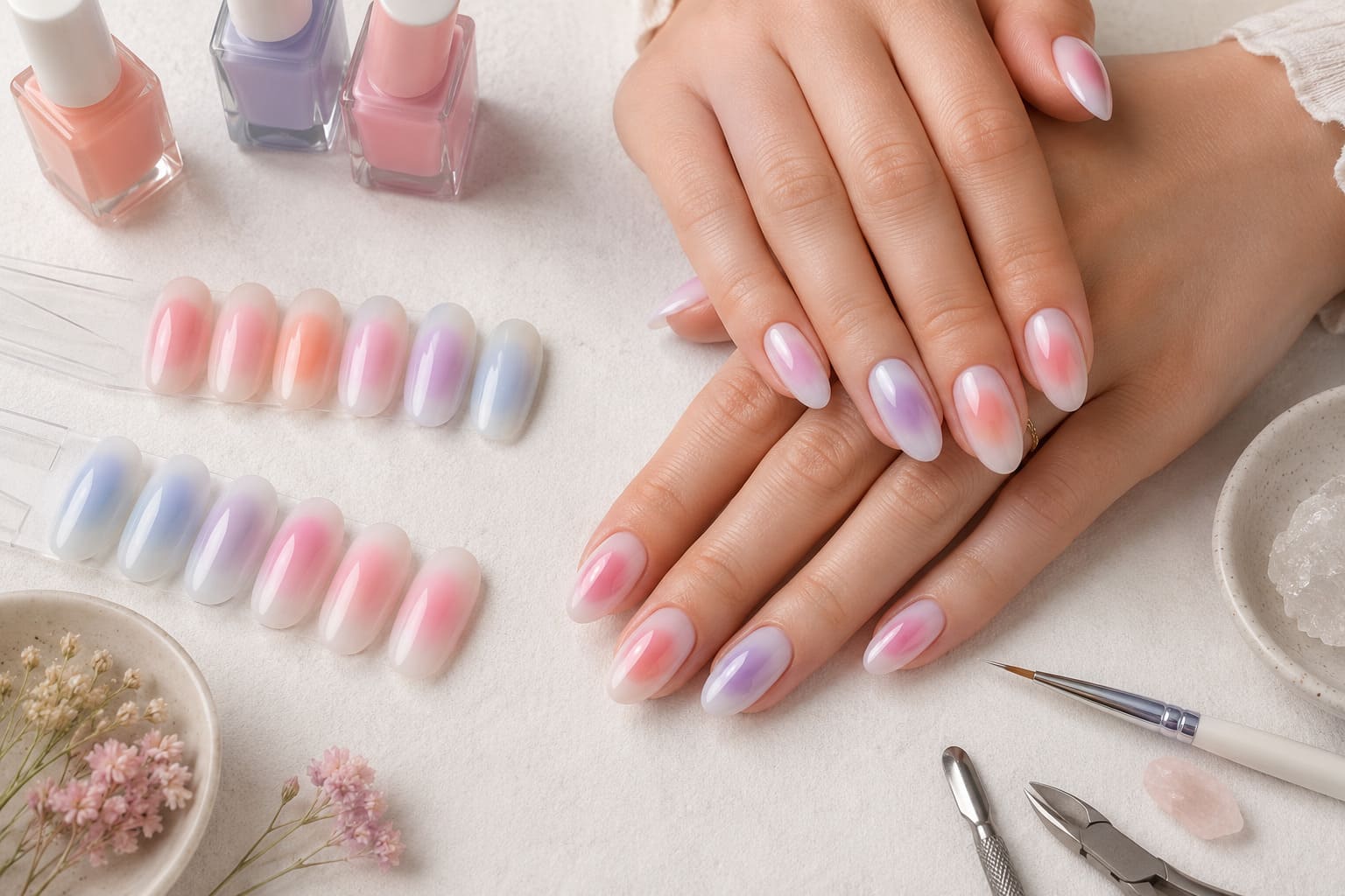 Маникюр aura nails и мягкое омбре